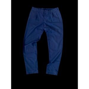 Incotex Verve Casual Pants Sz 50 US 32.5 Slim Fit Blue Cotton/Linen Lightweight